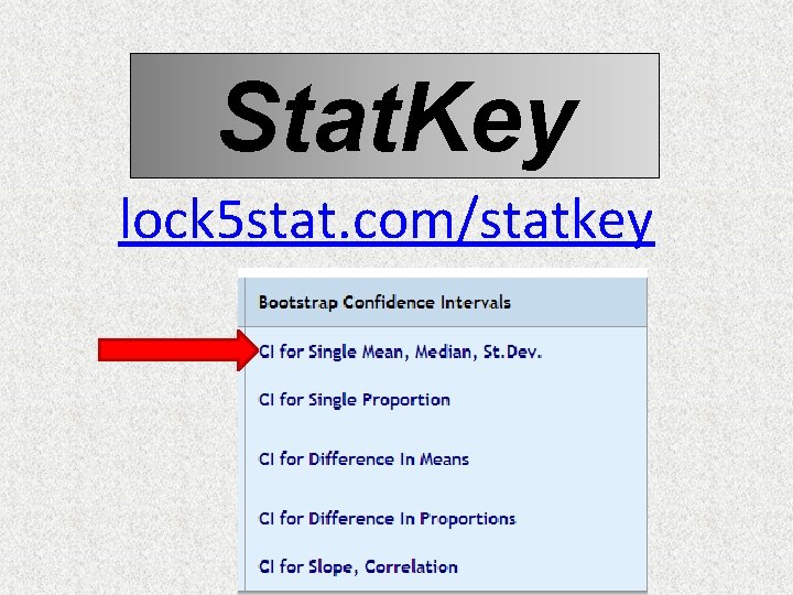 Stat. Key lock 5 stat. com/statkey 