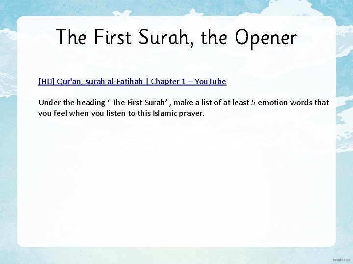 The First Surah, the Opener [HD] Qur'an, surah al-Fatihah | Chapter 1 – You.