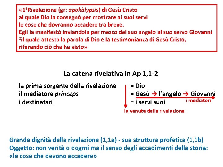  « 11 Rivelazione (gr: apokàlypsis) di Gesù Cristo al quale Dio la consegnò