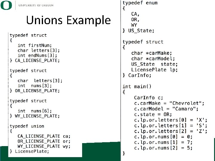 Unions Example 