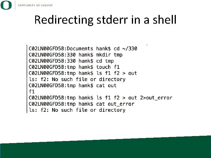 Redirecting stderr in a shell 