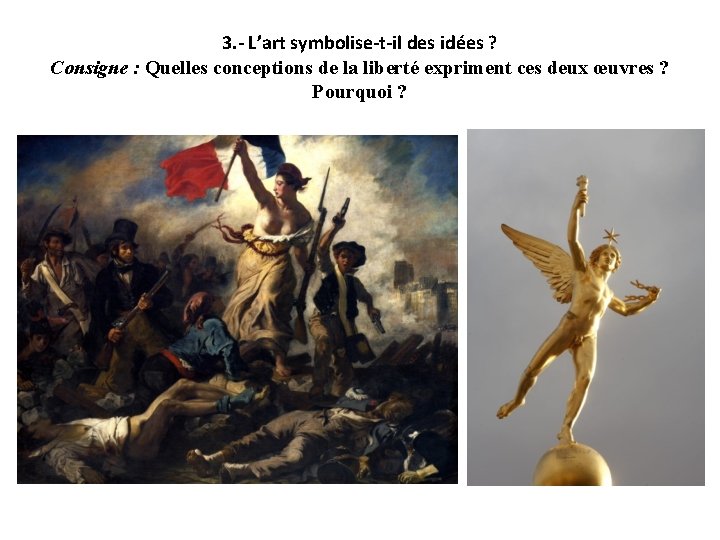 3. - L’art symbolise-t-il des idées ? Consigne : Quelles conceptions de la liberté