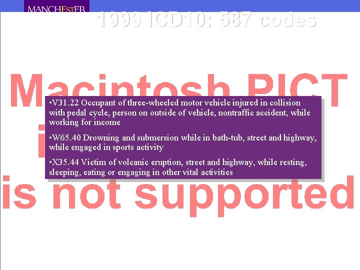 1999 ICD 10: 587 codes • V 31. 22 Occupant of three-wheeled motor vehicle