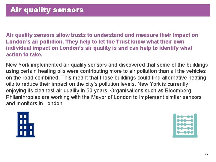 Air quality sensors allow trusts to understand measure their impact on London’s air pollution.