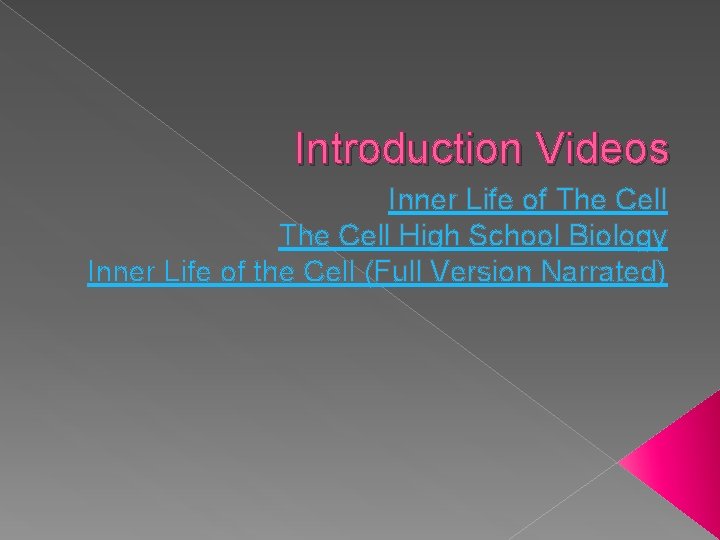 Introduction Videos Inner Life of The Cell High School Biology Inner Life of the