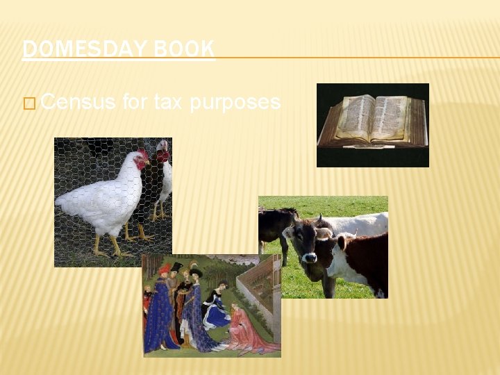 DOMESDAY BOOK � Census for tax purposes 