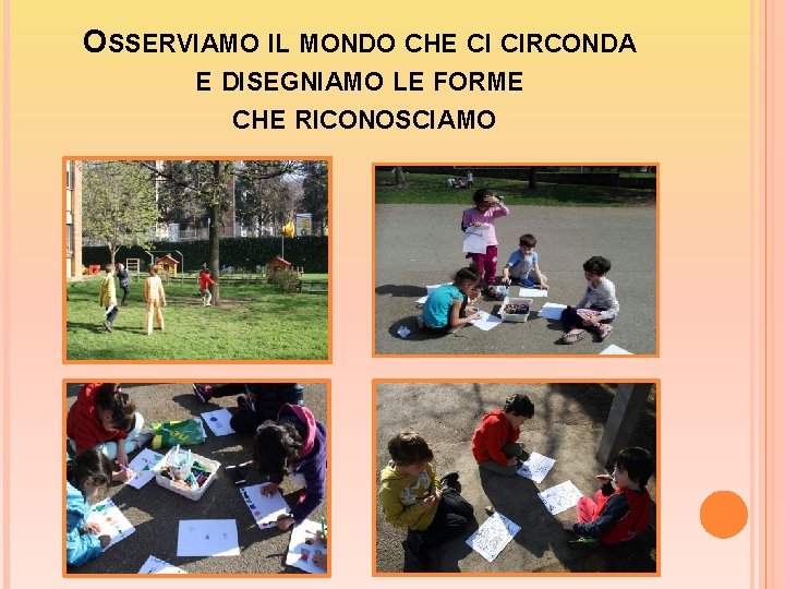 OSSERVIAMO IL MONDO CHE CI CIRCONDA E DISEGNIAMO LE FORME CHE RICONOSCIAMO 