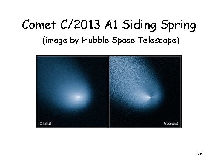 Comet C/2013 A 1 Siding Spring (image by Hubble Space Telescope) 25 