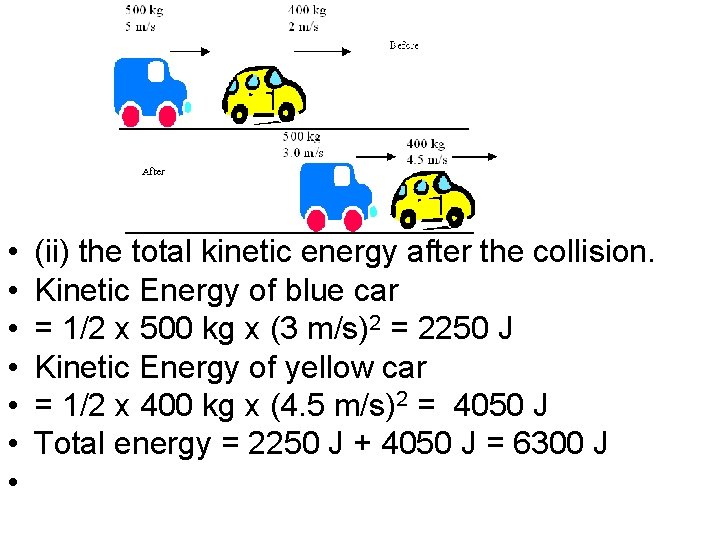  • • (ii) the total kinetic energy after the collision. Kinetic Energy of