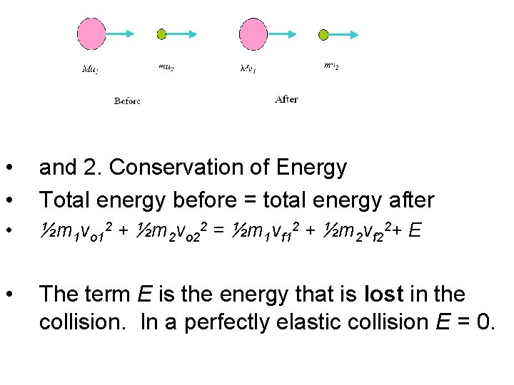  • • and 2. Conservation of Energy Total energy before = total energy
