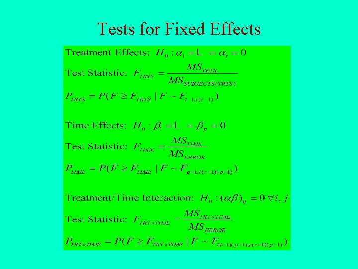 Tests for Fixed Effects 