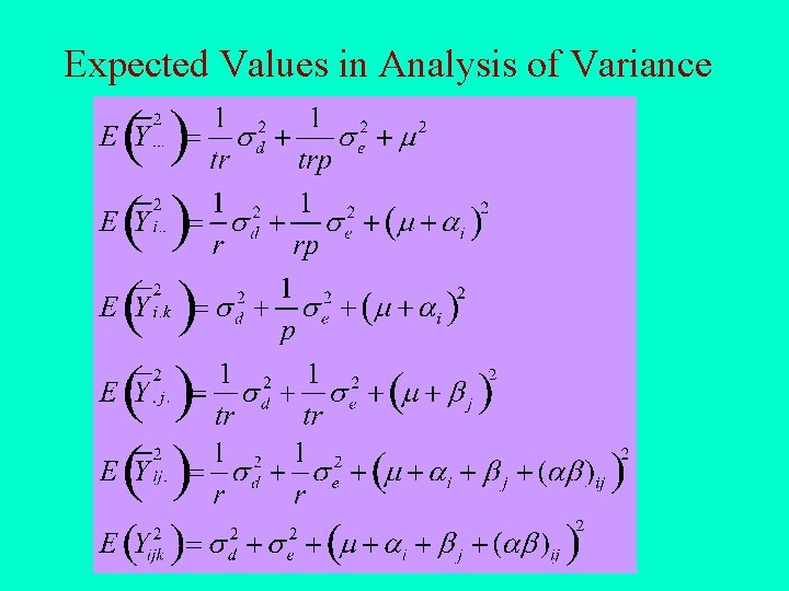 Expected Values in Analysis of Variance 
