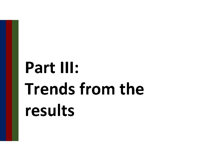 Part III: Trends from the results 