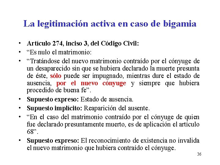 La legitimación activa en caso de bigamia • Artículo 274, inciso 3, del Código