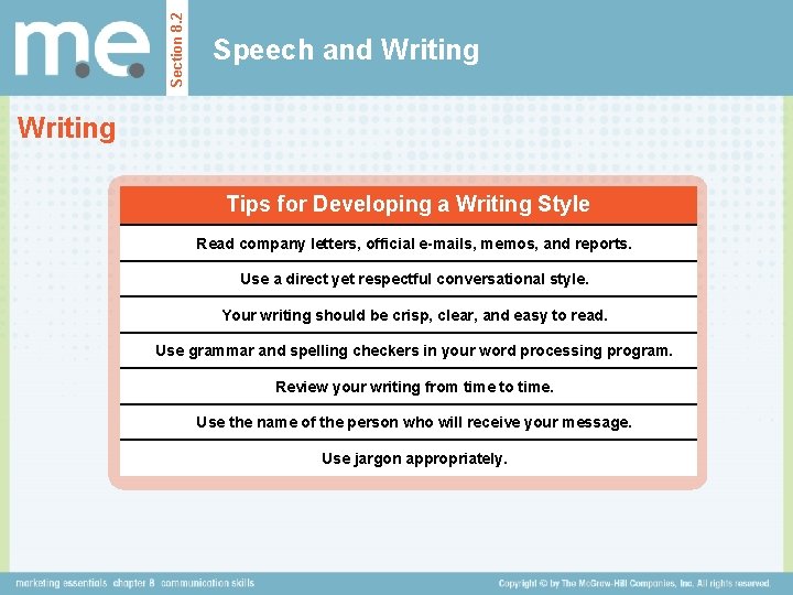 Section 8. 2 Speech and Writing Tips for Developing a Writing Style Read company