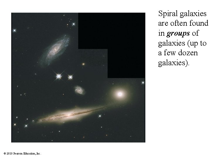 Spiral galaxies are often found in groups of galaxies (up to a few dozen