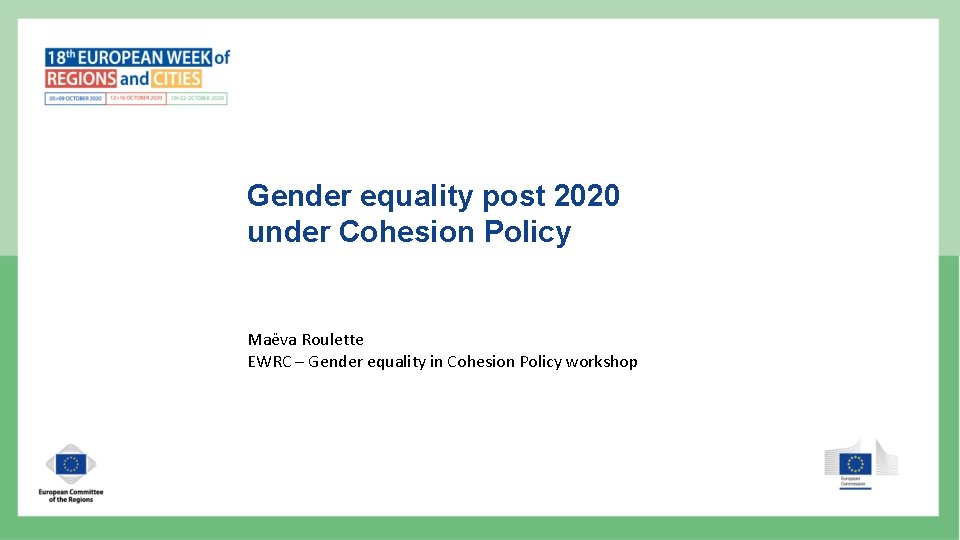 Gender Equality in Cohesion Policy Gender equality post