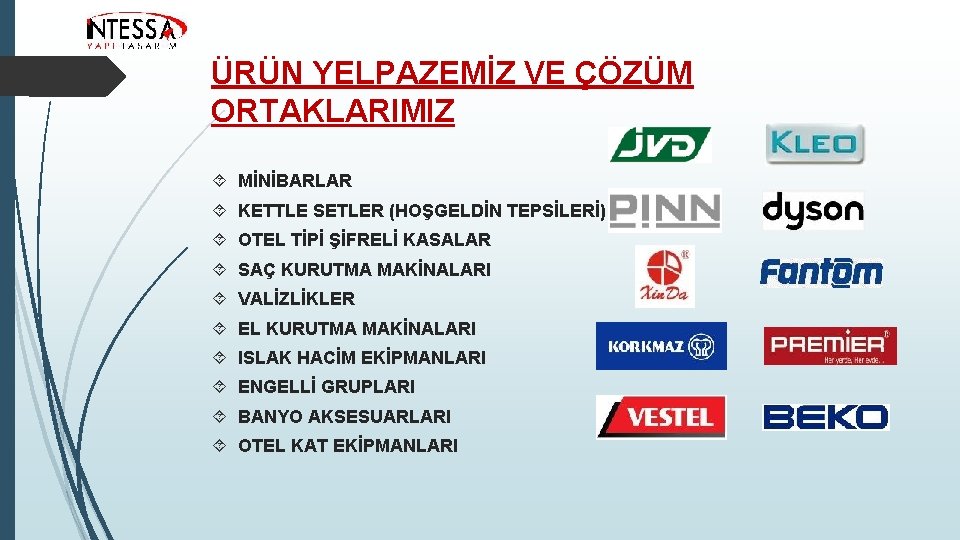 ÜRÜN YELPAZEMİZ VE ÇÖZÜM ORTAKLARIMIZ MİNİBARLAR KETTLE SETLER (HOŞGELDİN TEPSİLERİ) OTEL TİPİ ŞİFRELİ KASALAR