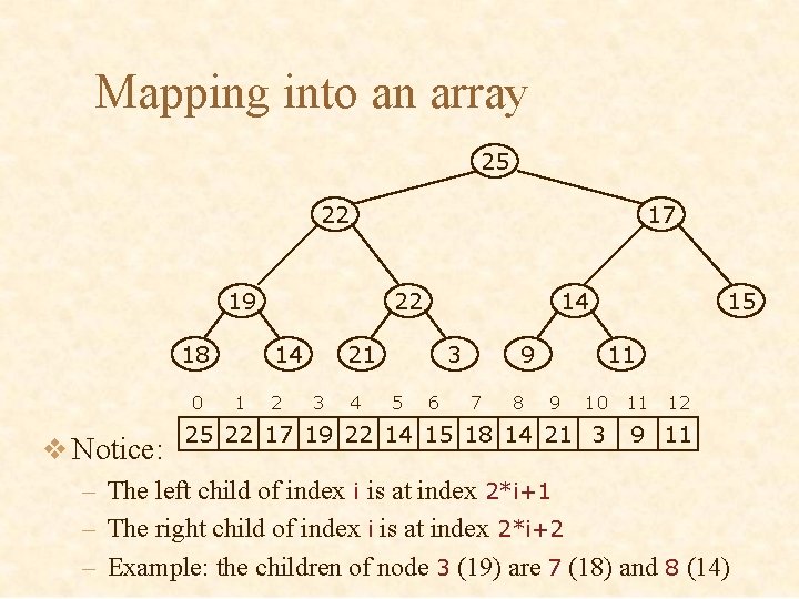 Mapping into an array 25 22 17 19 18 0 22 14 1 2