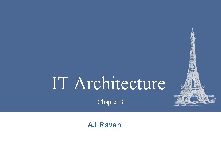 IT Architecture Chapter 3 AJ Raven Amrit Tiwana University of Georgia 11 September 2021