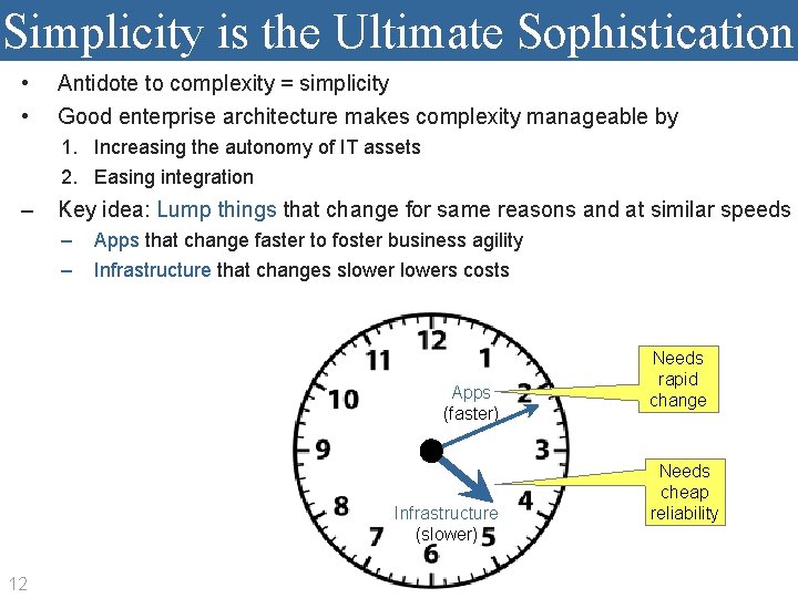 Simplicity is the Ultimate Sophistication • • Antidote to complexity = simplicity Good enterprise
