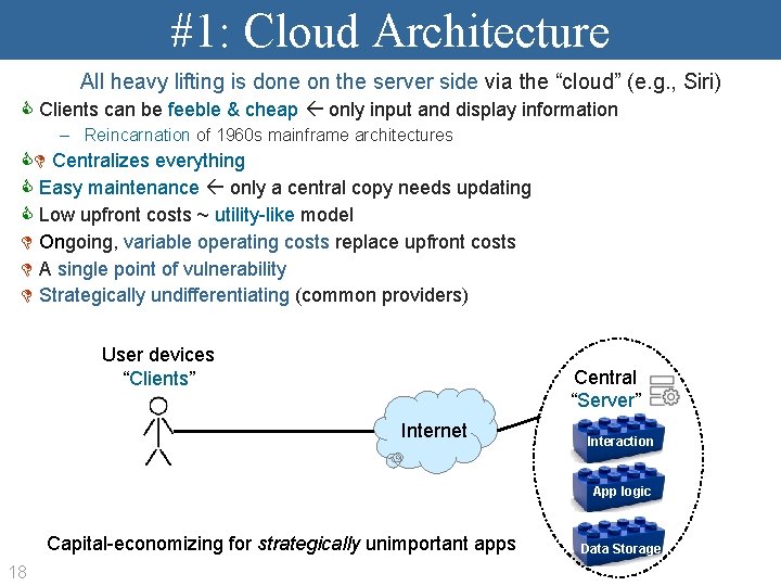 #1: Cloud Architecture All heavy lifting is done on the server side via the