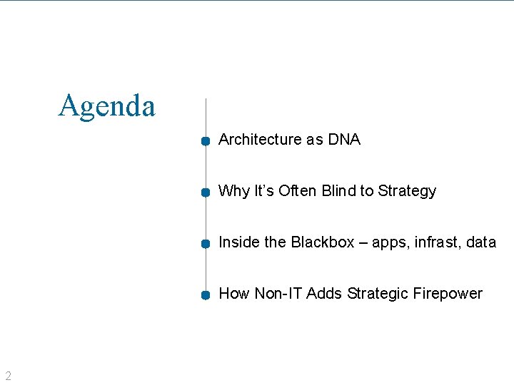 Agenda Architecture as DNA Why It’s Often Blind to Strategy Inside the Blackbox –