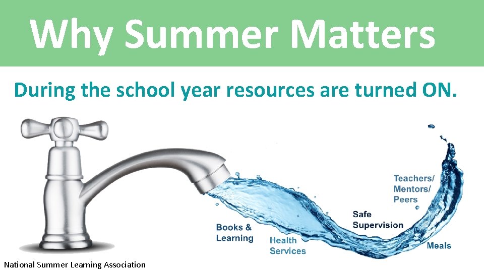 Why Summer Matters During the school year resources are turned ON. National Summer Learning