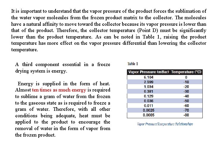 It is important to understand that the vapor pressure of the product forces the