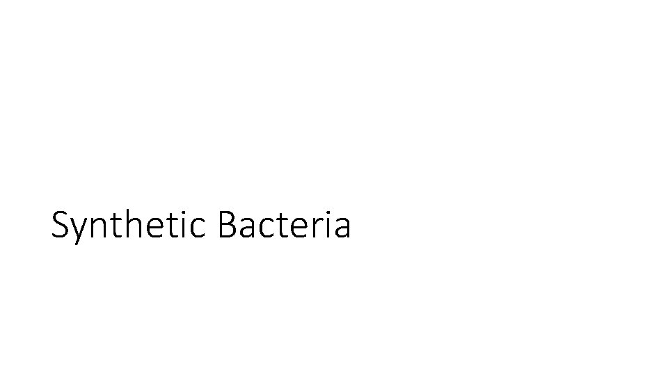 Synthetic Bacteria 