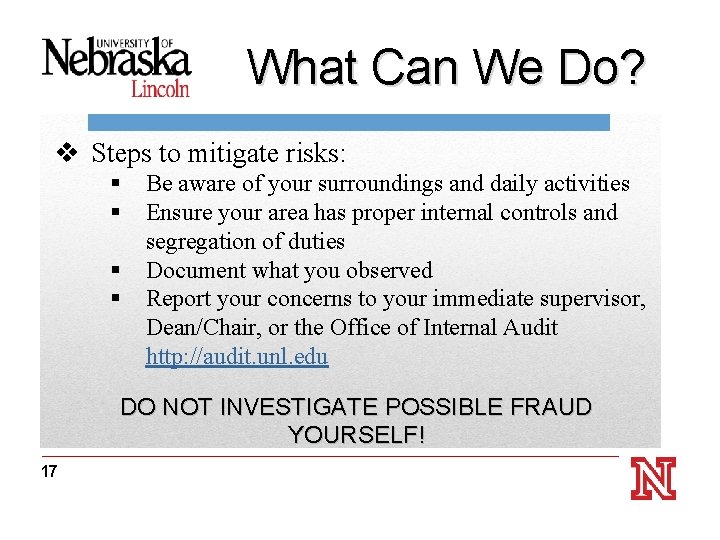 What Can We Do? v Steps to mitigate risks: § § Thanks for Attending!