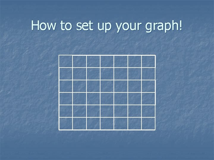 How to set up your graph! 