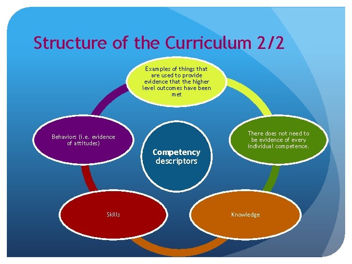 Structure of the Curriculum 2/2 Examples of things that are used to provide evidence