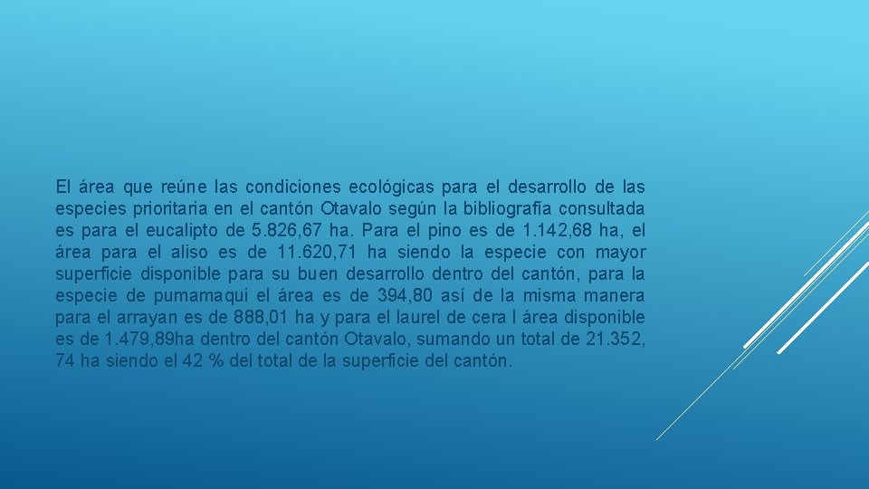 El área que reúne las condiciones ecológicas para el desarrollo de las especies prioritaria