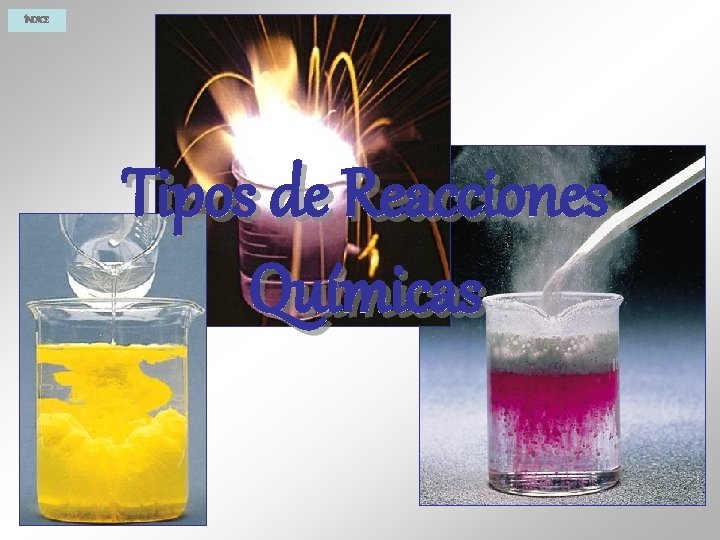 ÍNDICE Tipos de Reacciones Químicas 
