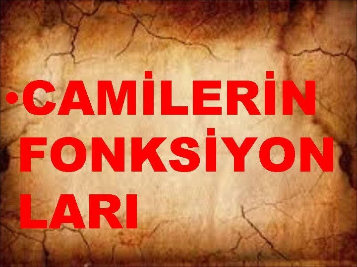  • CAMİLERİN FONKSİYON LARI 