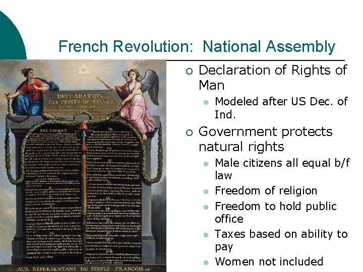 French Revolution: National Assembly ¡ Declaration of Rights of Man l ¡ Modeled after