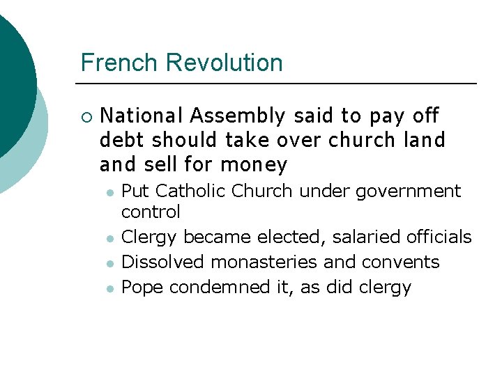 French Revolution ¡ National Assembly said to pay off debt should take over church