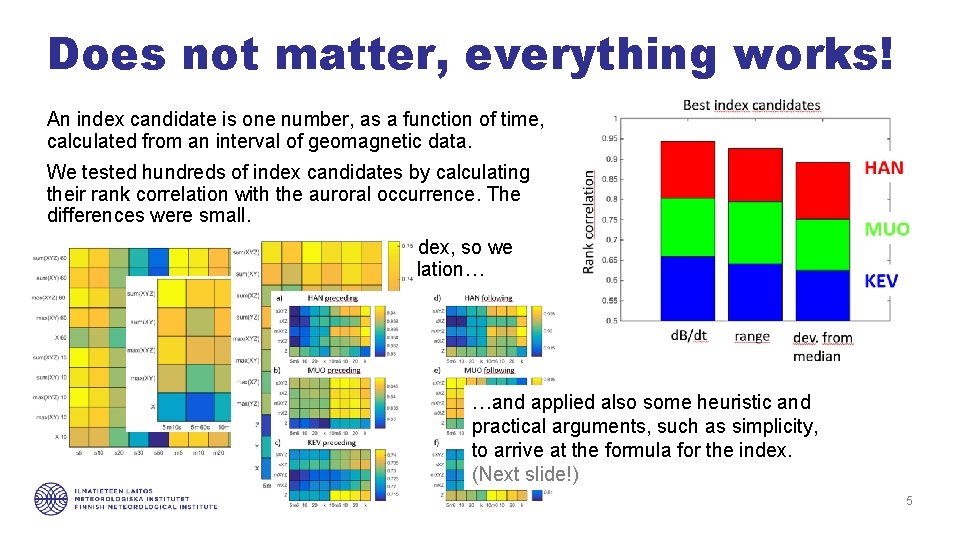 Does not matter, everything works! An index candidate is one number, as a function