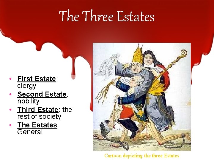 The Three Estates • First Estate: clergy • Second Estate: nobility • Third Estate: