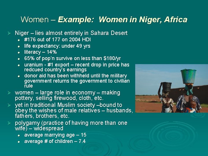 Women – Example: Women in Niger, Africa Ø Niger – lies almost entirely in Women – Example: Women in Niger, Africa Ø Niger – lies almost entirely in