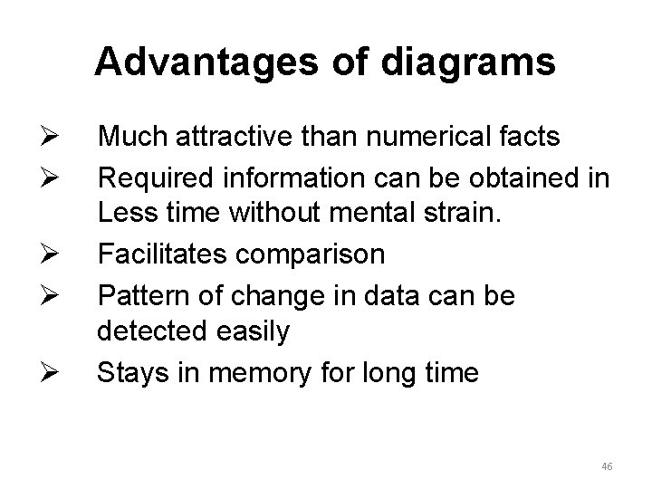 Advantages of diagrams Ø Ø Ø Much attractive than numerical facts Required information can