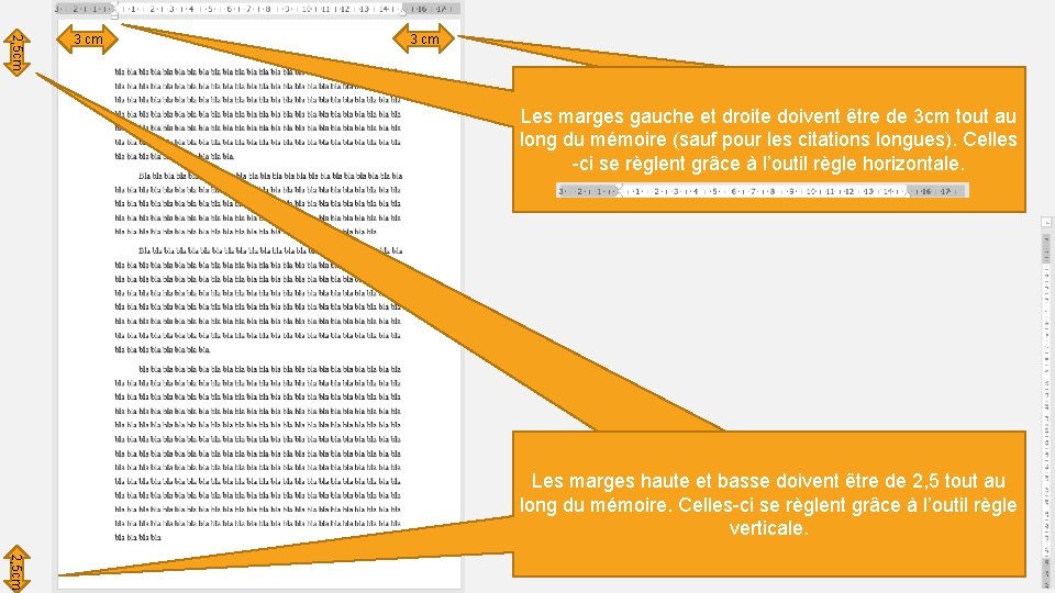 2, 5 cm 3 cm Les marges gauche et droite doivent être de 3