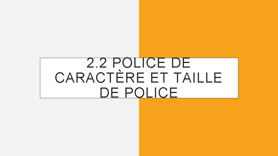 2. 2 POLICE DE CARACTÈRE ET TAILLE DE POLICE 