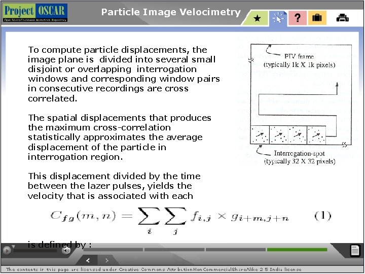 Particle Image Velocimetry To compute particle displacements, the image plane is divided into several