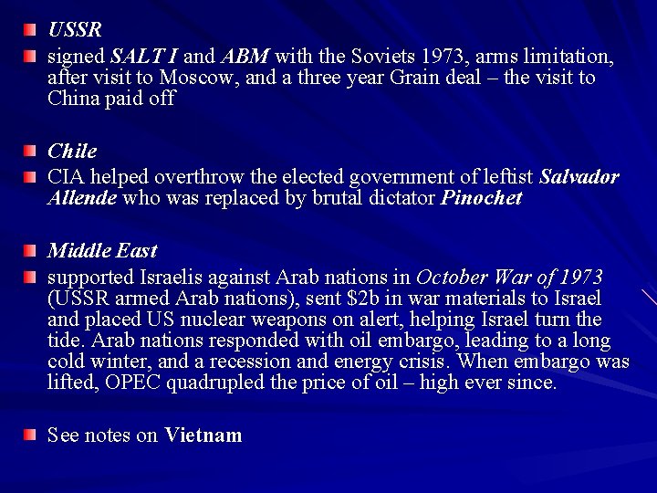 USSR signed SALT I and ABM with the Soviets 1973, arms limitation, after visit