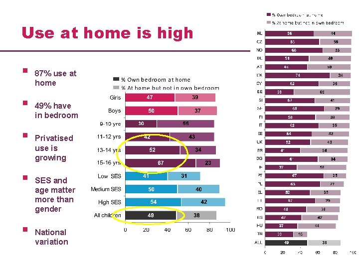 Use at home is high § § § 87% use at home 49% have
