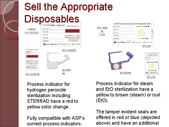 Sell the Appropriate Disposables STEAM & ETO H 2 O 2 STERRAD SCL 01