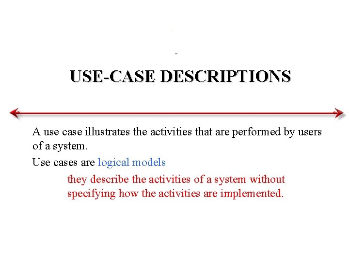 USE-CASE DESCRIPTIONS A use case illustrates the activities that are performed by users of