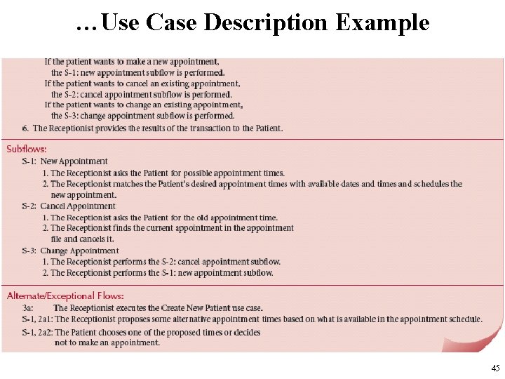 …Use Case Description Example 45 